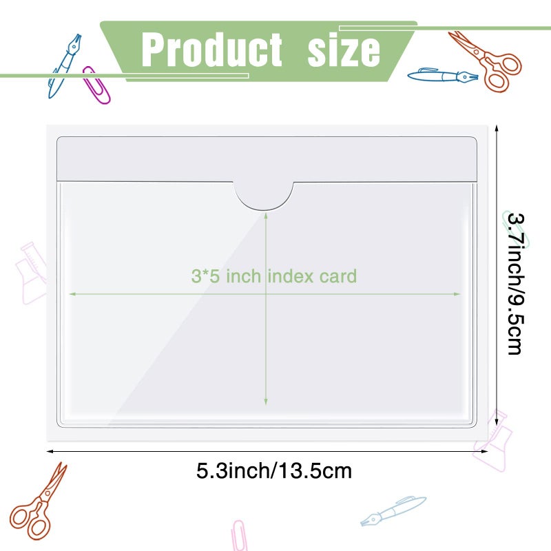 Chinco 30 Pack Self Adhesive Index Card Pockets with Top Open for Loading Ideal Card Holder for Organizing and Protecting Your Index Cards Crystal Clear Plastic(3 x 5 Inches) - Image 3